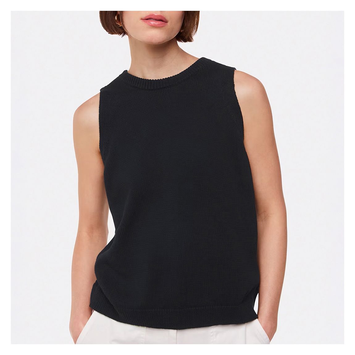 Black Twist Back Detail Cotton Tank Top main product photo