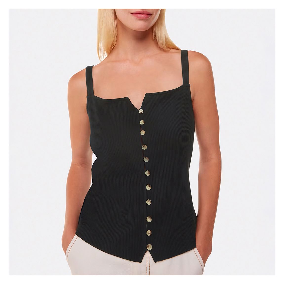 Black Strappy Button Through Vest main product photo