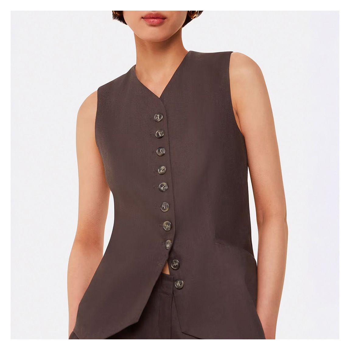 Dark Grey Mila Linen Blend Waistcoat main product photo