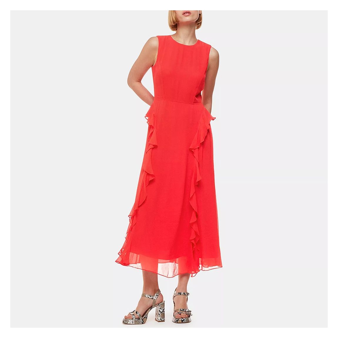 Red Nellie Frill Detail Midi Dress main product photo