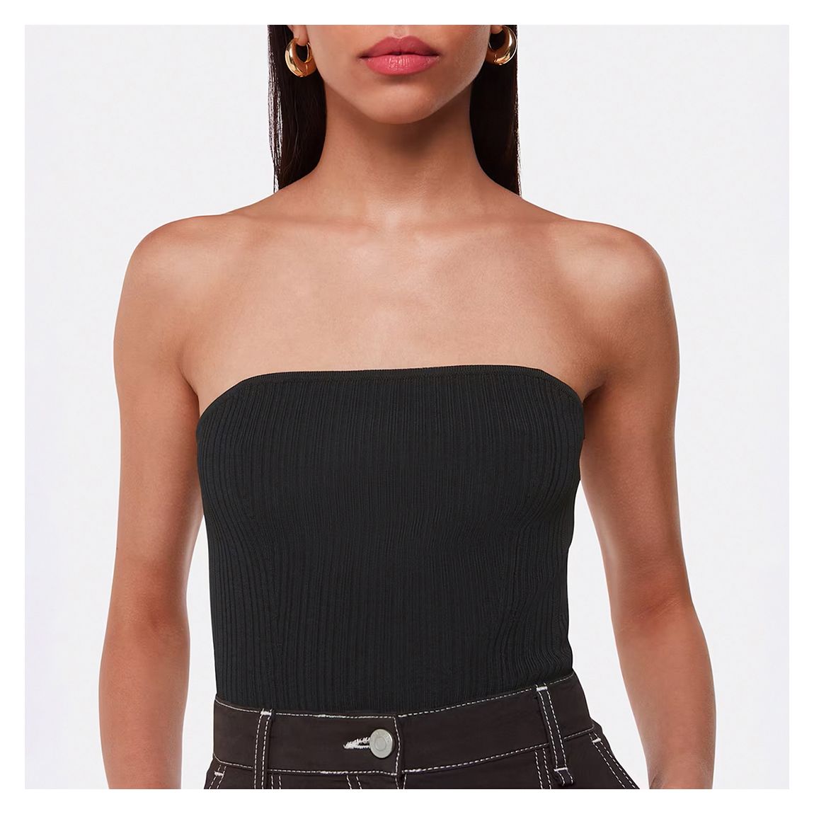 Black Knitted Bandeau Top main product photo