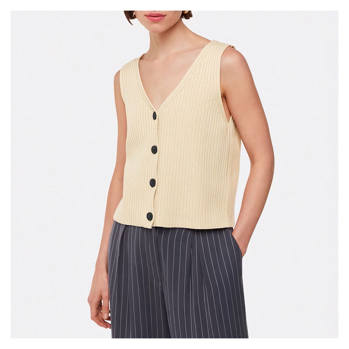 Yellow Button Front V-Neck Tank Top main product photo
