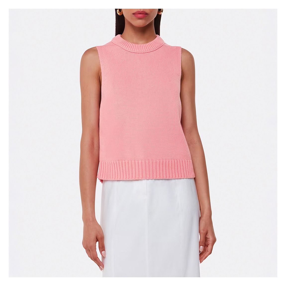 Pink Indie Rib Detail Cotton Tank Top main product photo