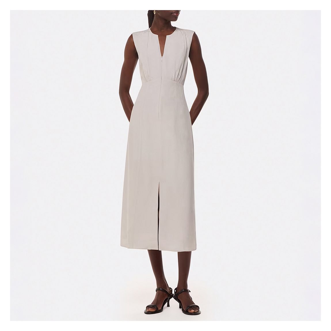 Ecru Abbie Linen Blend Midi Dress main product photo