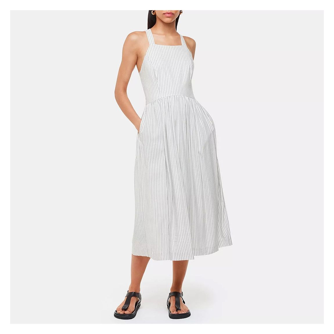 Ivory Luna Stripe Midi Dress main product photo