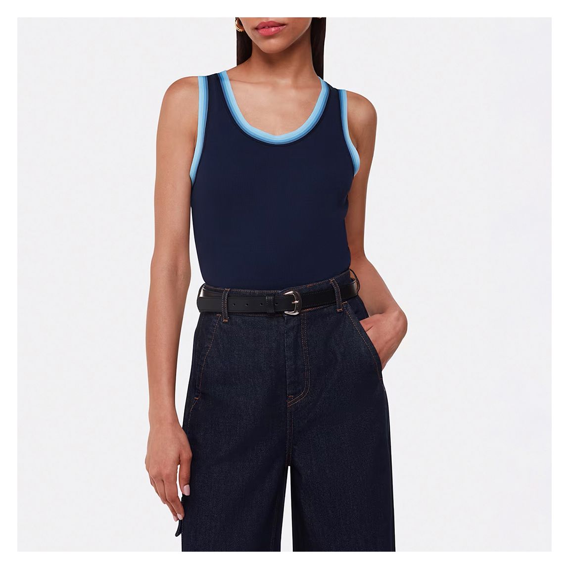 Navy Stripe Detail Vest main product photo