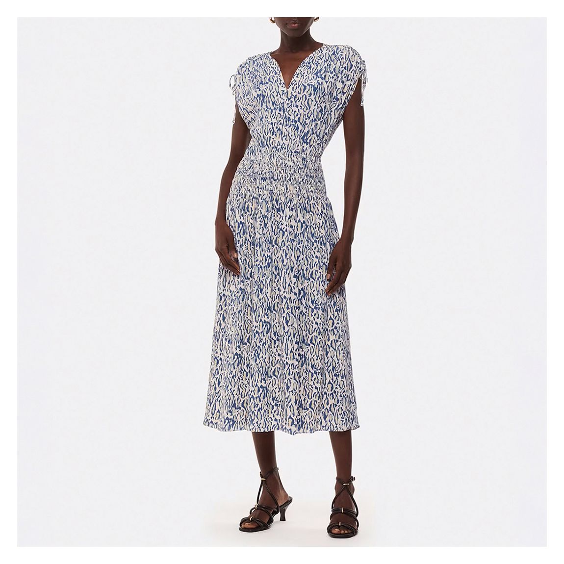 Ivory/Blue Flaming Leopard Print Dress main product photo