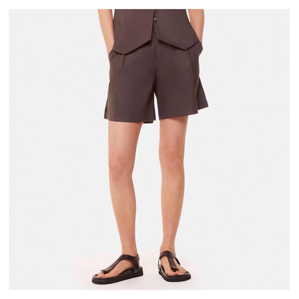 Dark Grey Mila Linen Blend Shorts main product photo