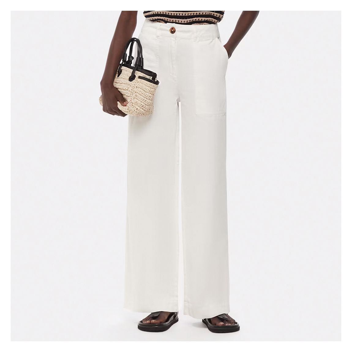 White Ruth Relaxed Leg Trousers main product photo