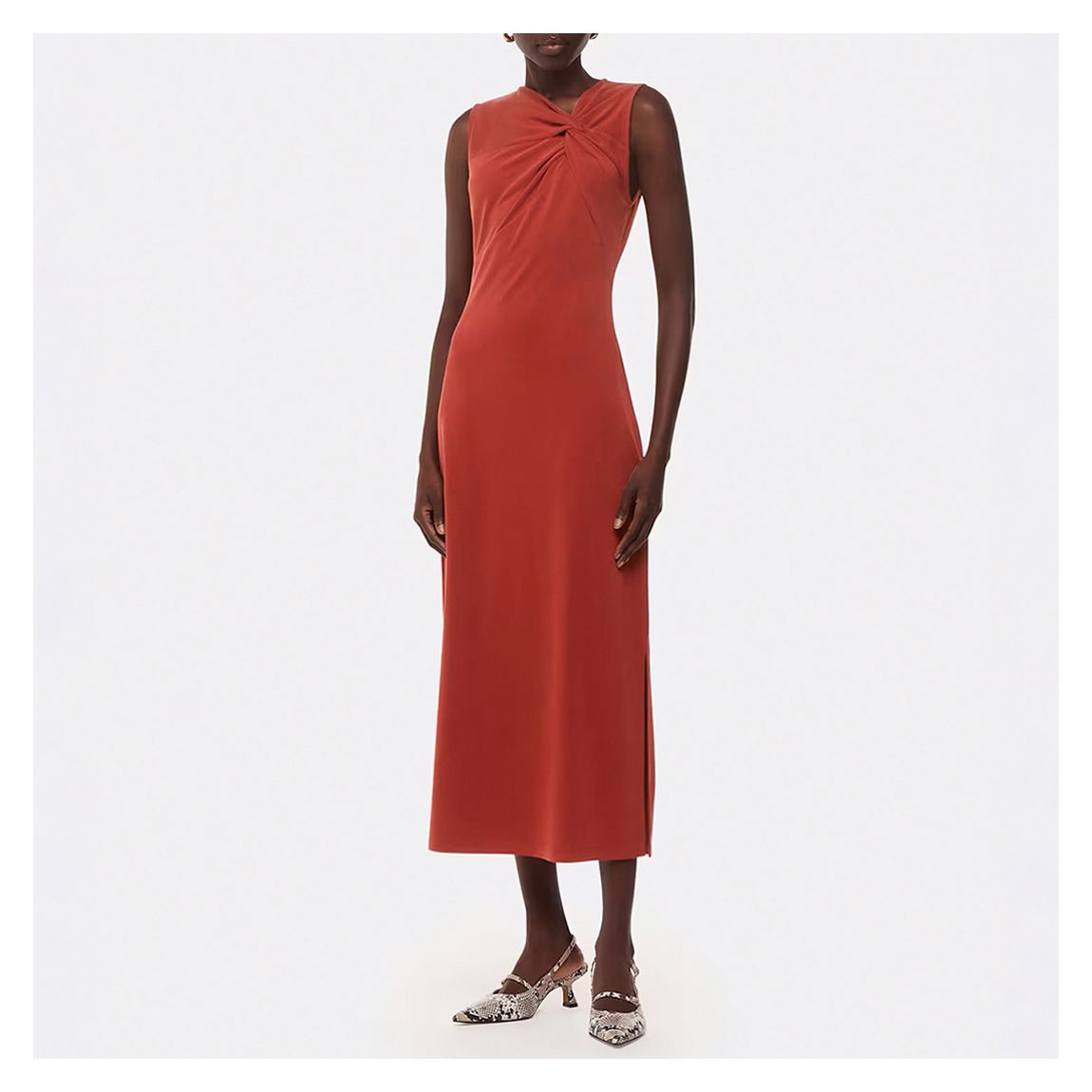 Rust Saoirse Twist Jersey Dress main product photo