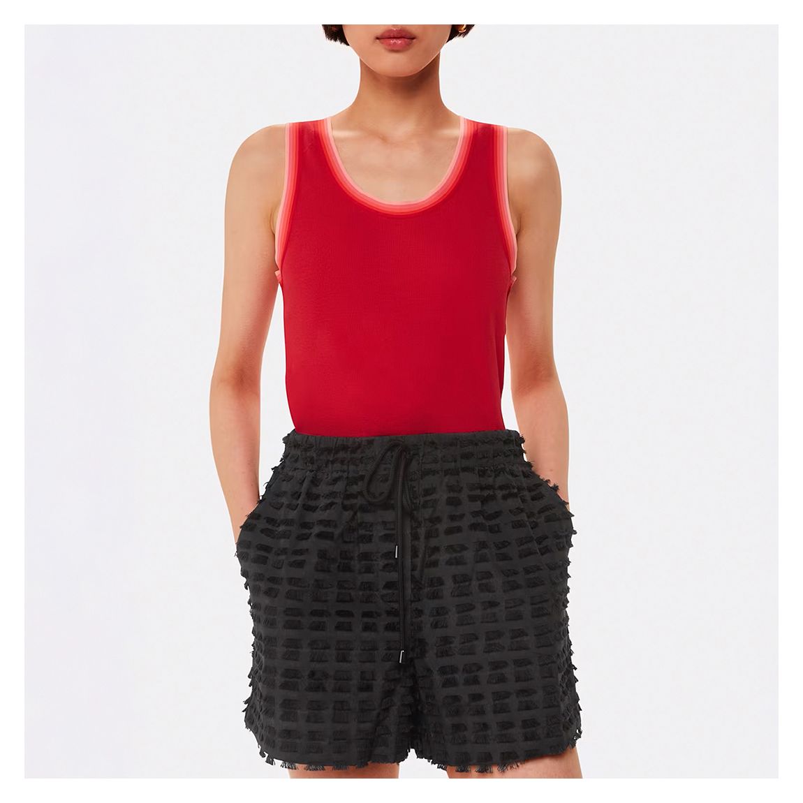 Black Cami Fringed Shorts main product photo