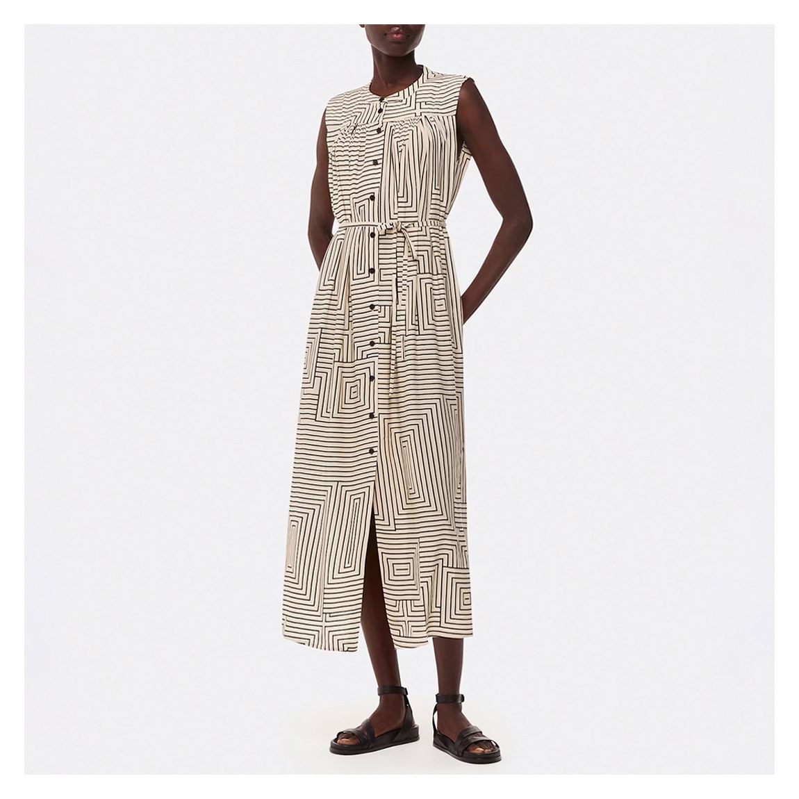 Ivory Angled Stripe Ilana Dress main product photo