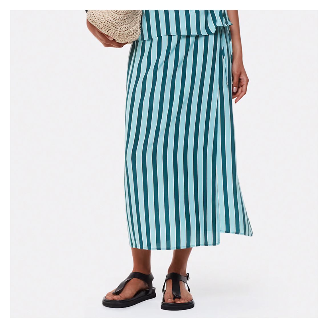 Teal Emily Tonal Stripe Midi Skirt main product photo