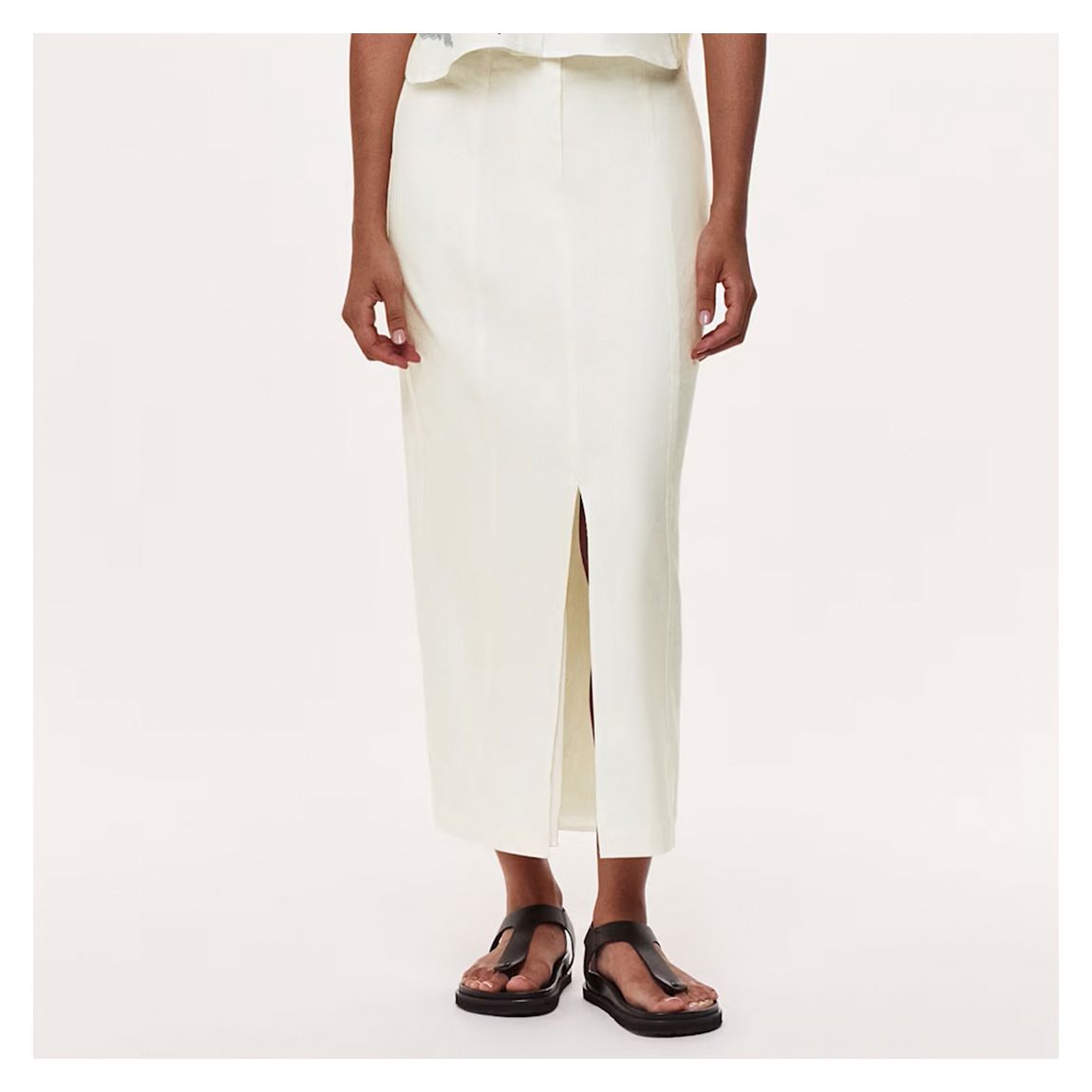 Ivory Linen Blend Maxi Skirt main product photo