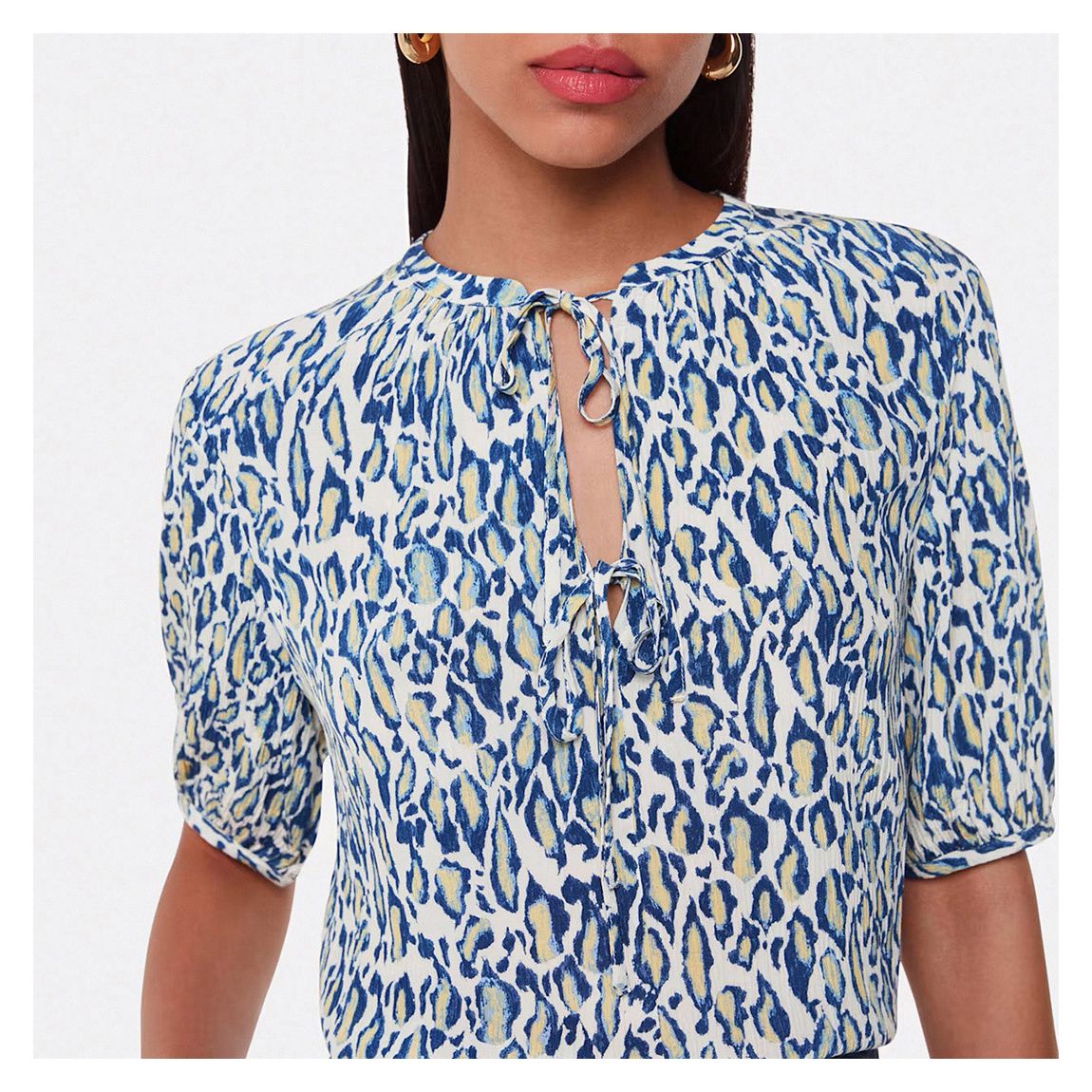 Blue/ White Flaming Leopard Jessie Blouse main product photo