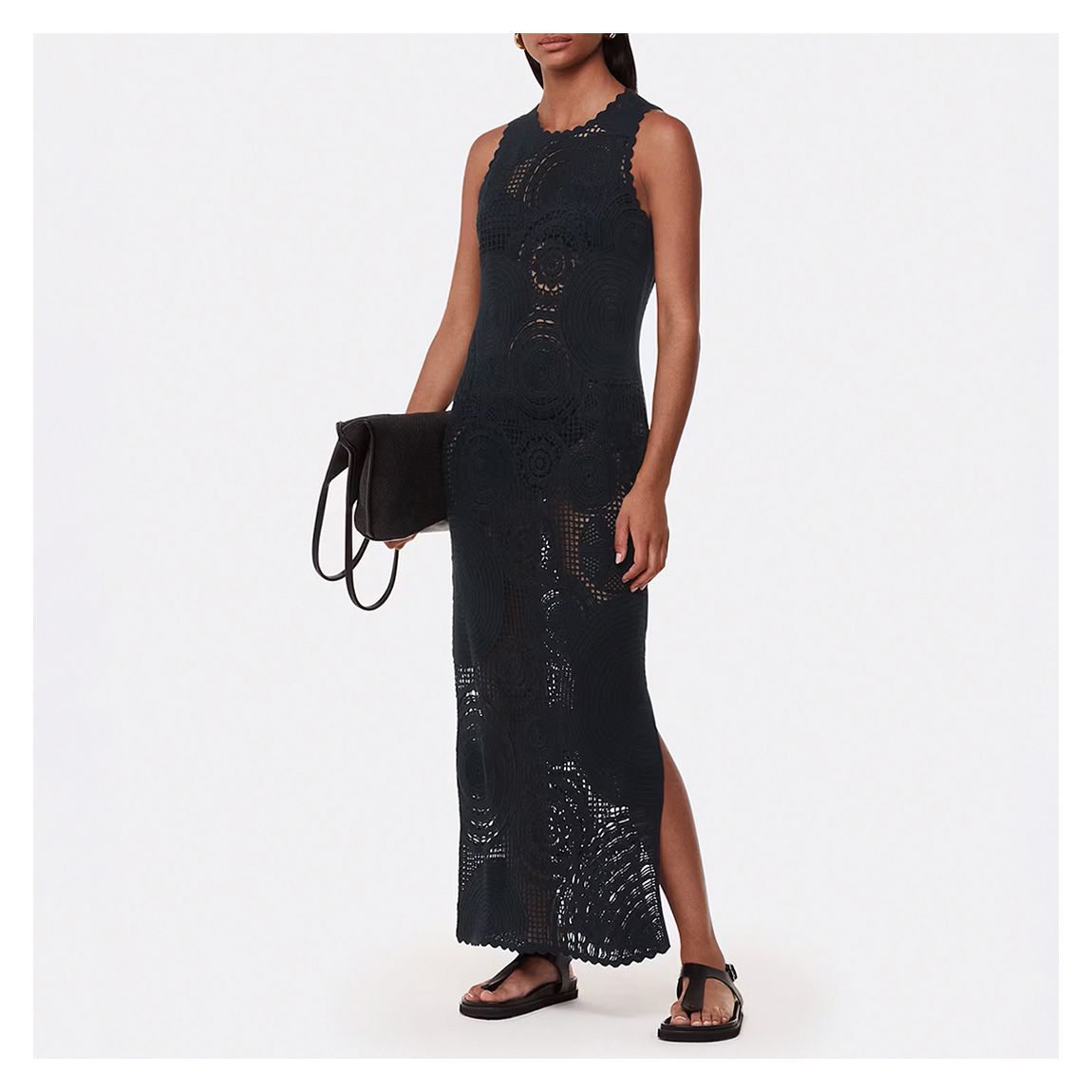 Black Crochet Circle Maxi Dress main product photo