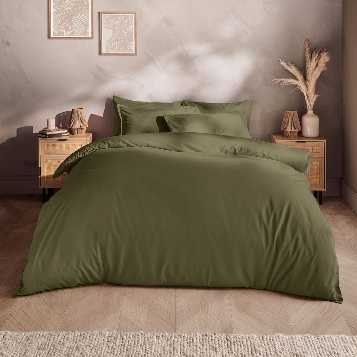 Silentnight Washed Cotton Rich Sage Duvet Cover Set - Double main product photo