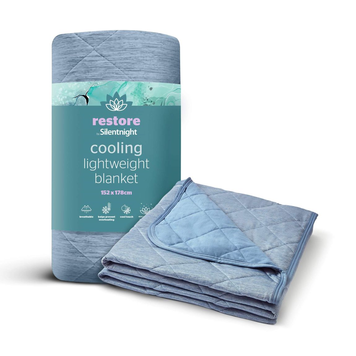 Silentnight Restore Lightweight Cooling Throw, Blue main product photo