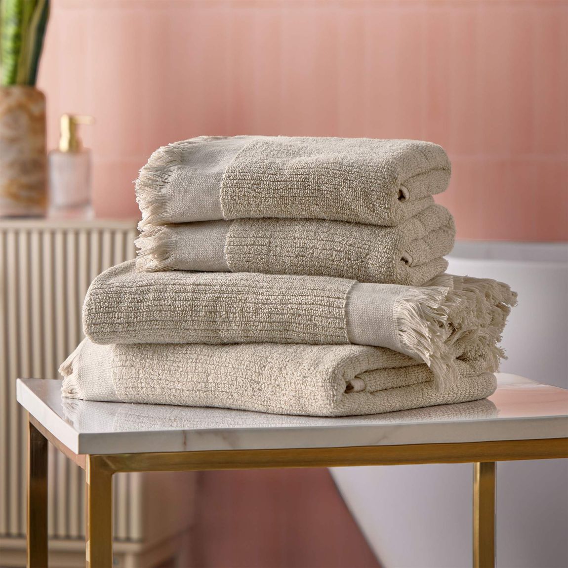 Cosmo Living Textured Cotton Bath Towels, Set of 2, Natural main product photo