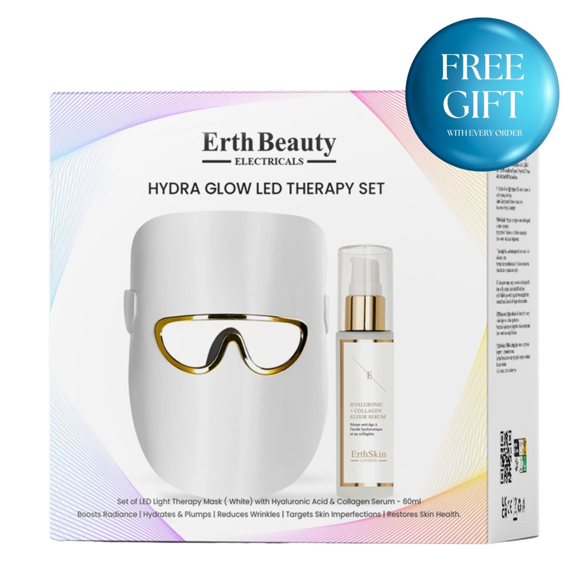 ErthSkin London Hydra Glow LED Therapy SET (THERAPY MASK with HA Serum ) main product photo