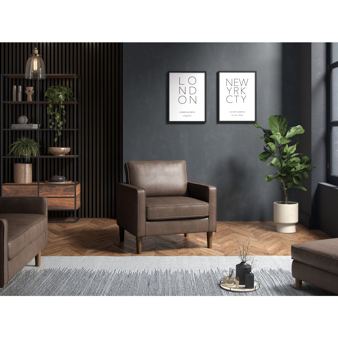 Henry Armchair Faux Leather Brown main product photo