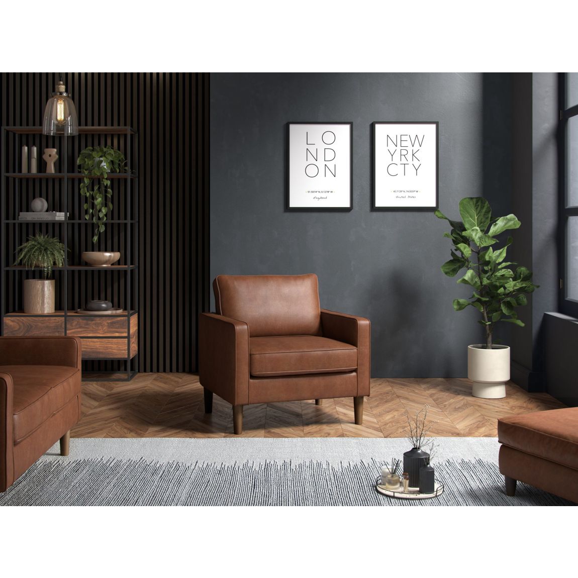 Henry Armchair Faux Leather Tan main product photo