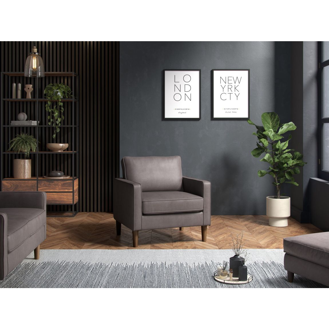 Henry Armchair Faux Leather Grey main product photo