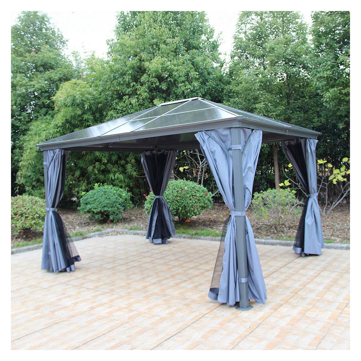 LUGANO 3x3.6m Grey Deluxe Polycarbonate Gazebo 7mm UV Stabilized Roof main product photo