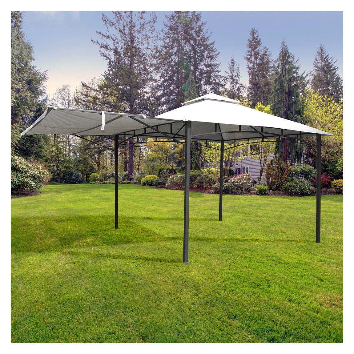 Algarve Awning Gazebo 3.3x3.3m + 2.1m Grey main product photo