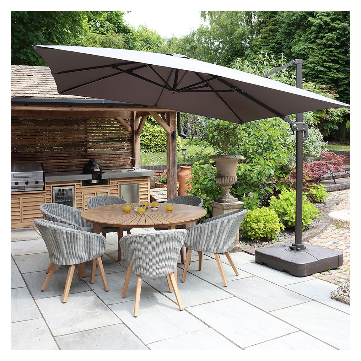 3m x 3m Deluxe Square Cantilever Parasol Grey + 100kg Base main product photo