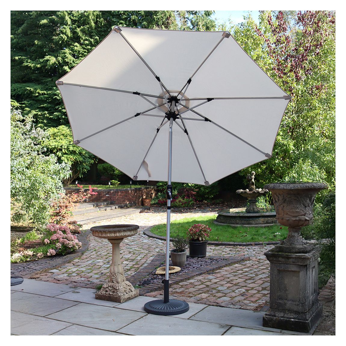 Ivory 2.7m Crank and Tilt LED Strip Parasol main product photo