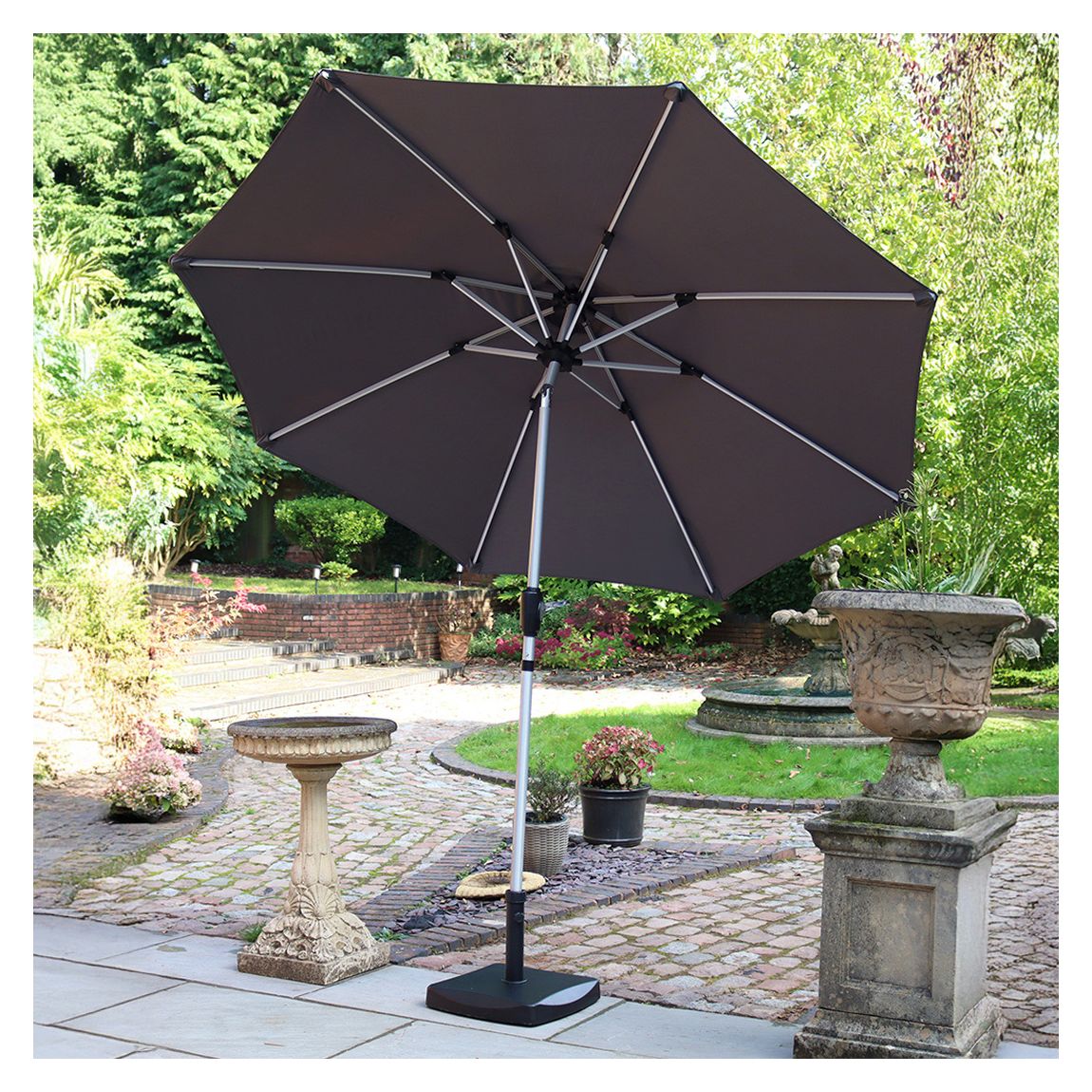 Grey 2.7m Crank and Tilt LED Strip Parasol main product photo