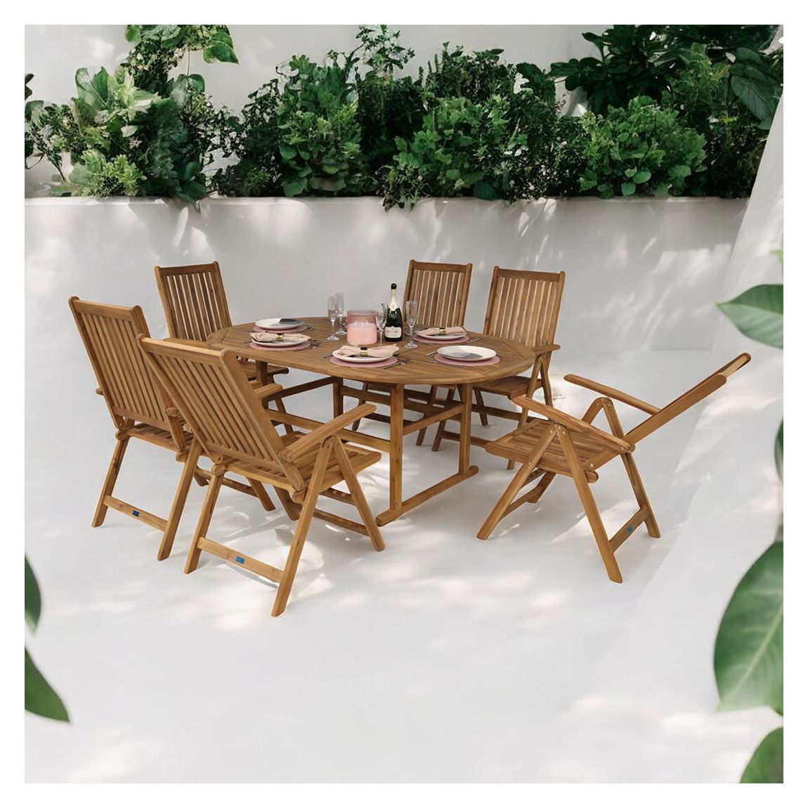 FSC 1 TURNBURY 7pc Dining Set - Turnbury 120/180 x 120cm Extension Table with 6 Manhattan Recliner Chairs main product photo