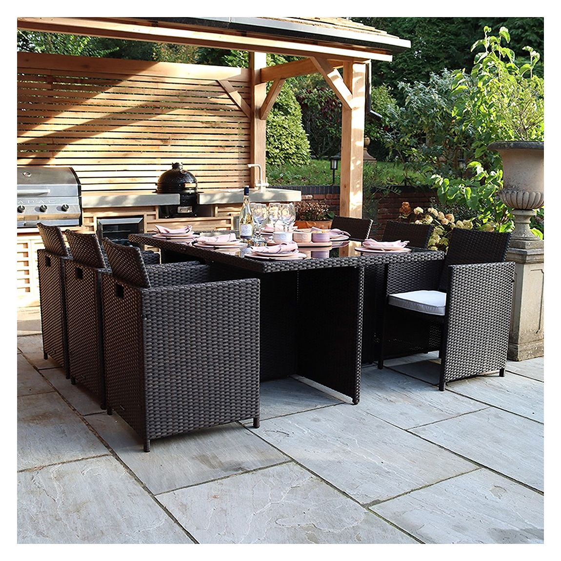 Nevada Brown 6 Seater Cube set main product photo