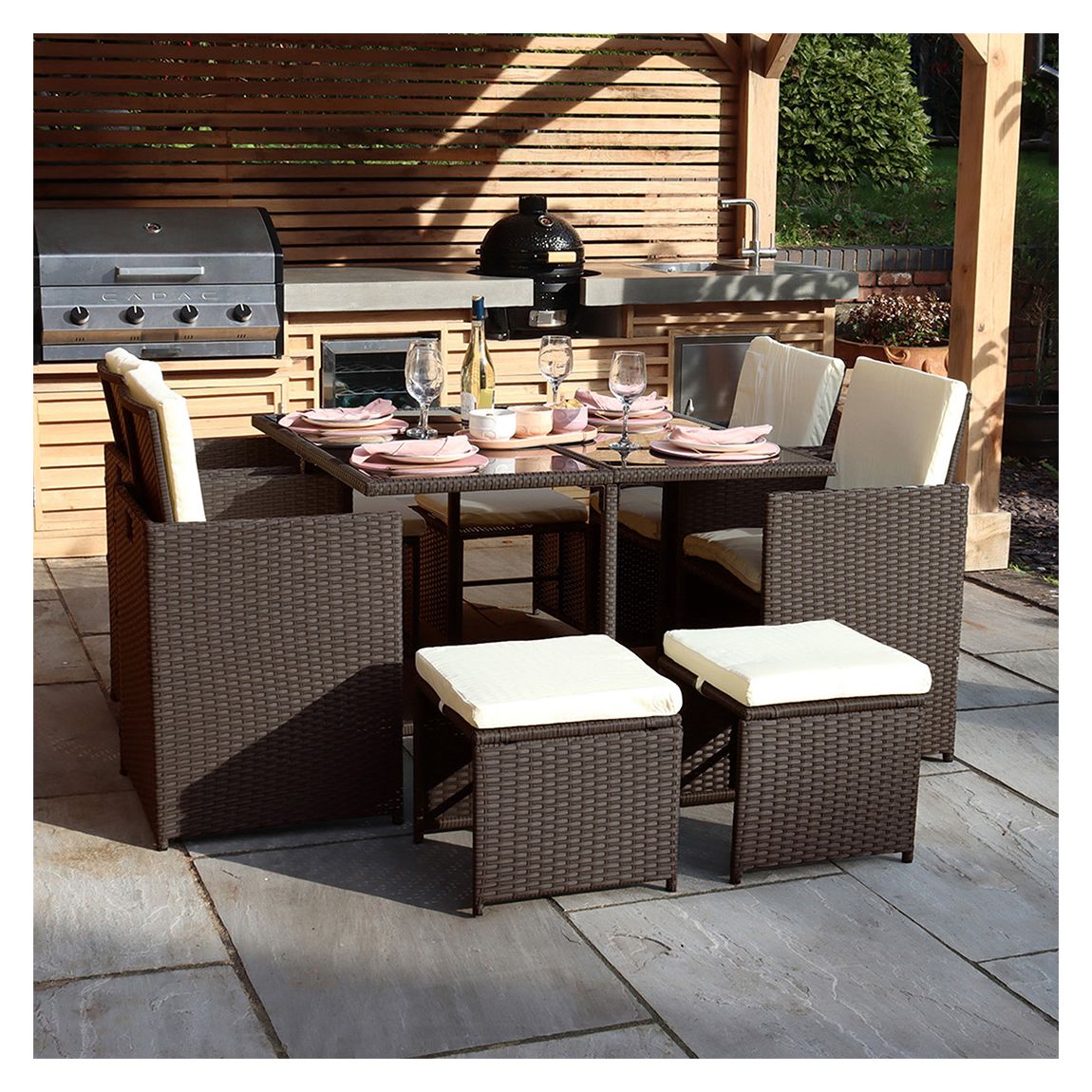 Nevada Brown 4 Seater Cube set main product photo