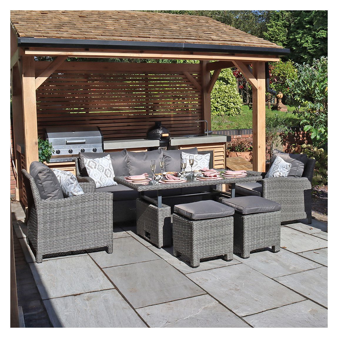 Paris Grey 7 Seater 6pc Deluxe Sofa Dining Set main product photo