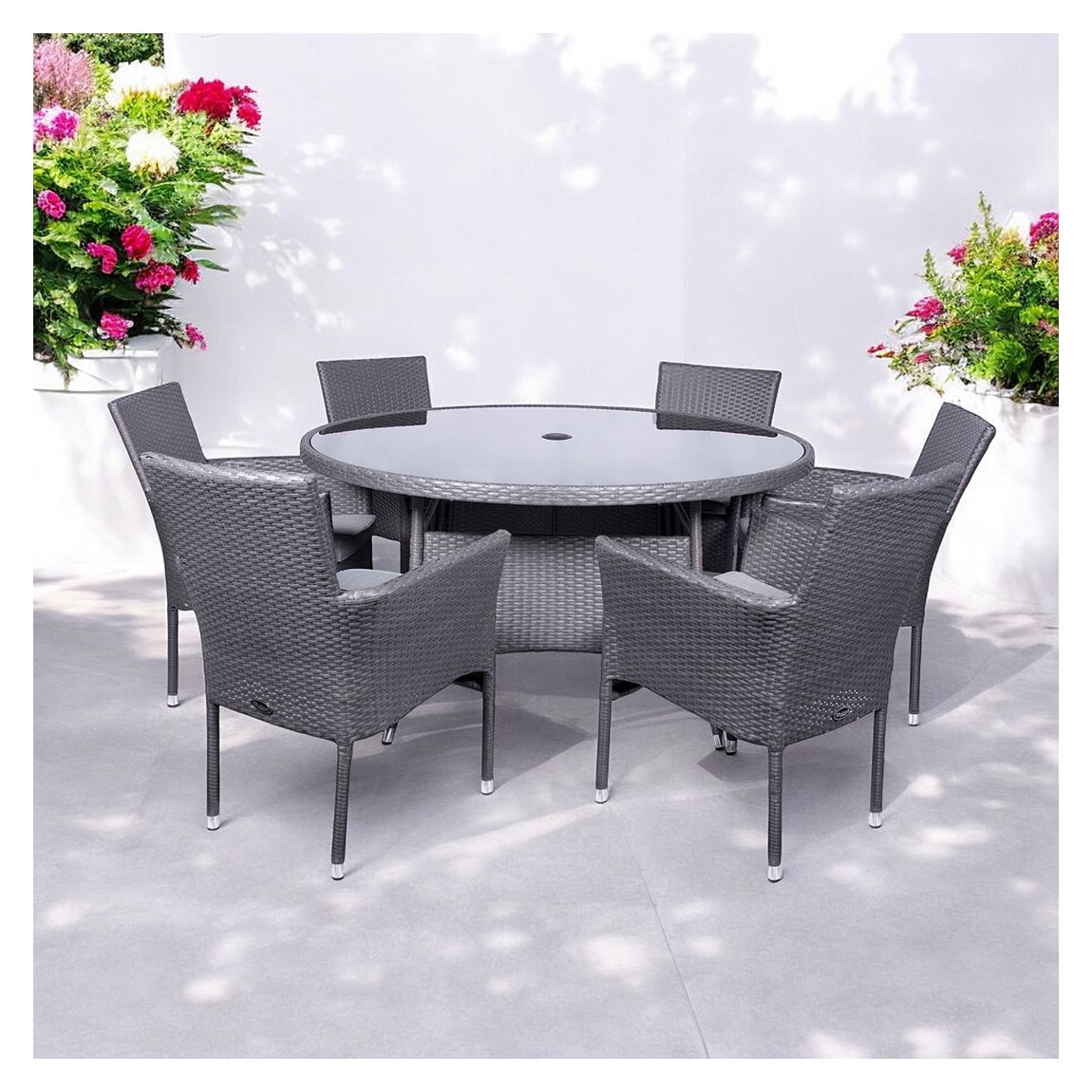 Malaga Grey 6 Seater Stacking Dining Set main product photo
