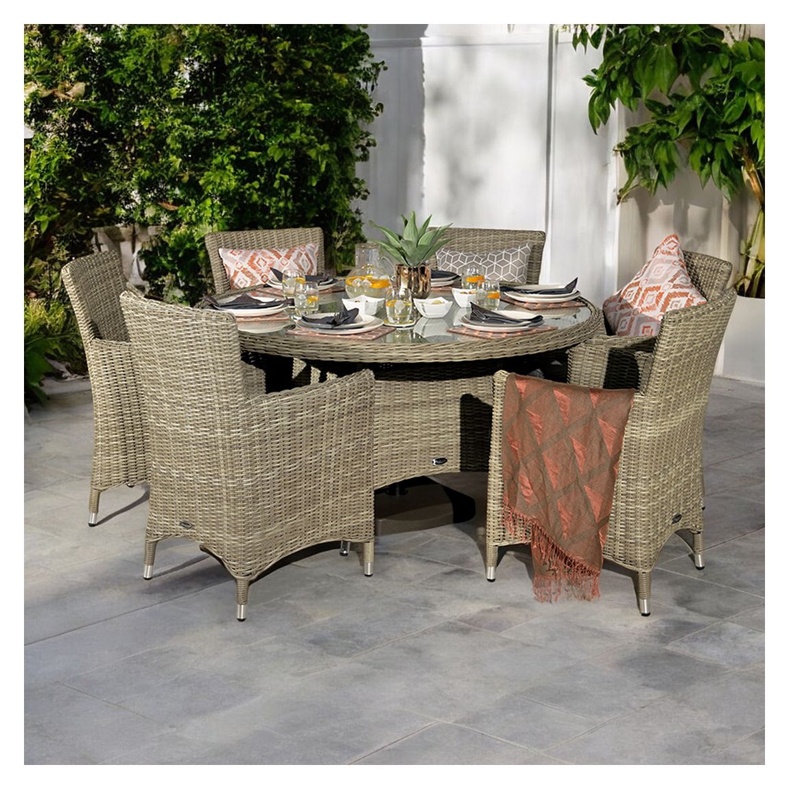 Wentworth Beige 6 Seater Round Carver Dining Set main product photo