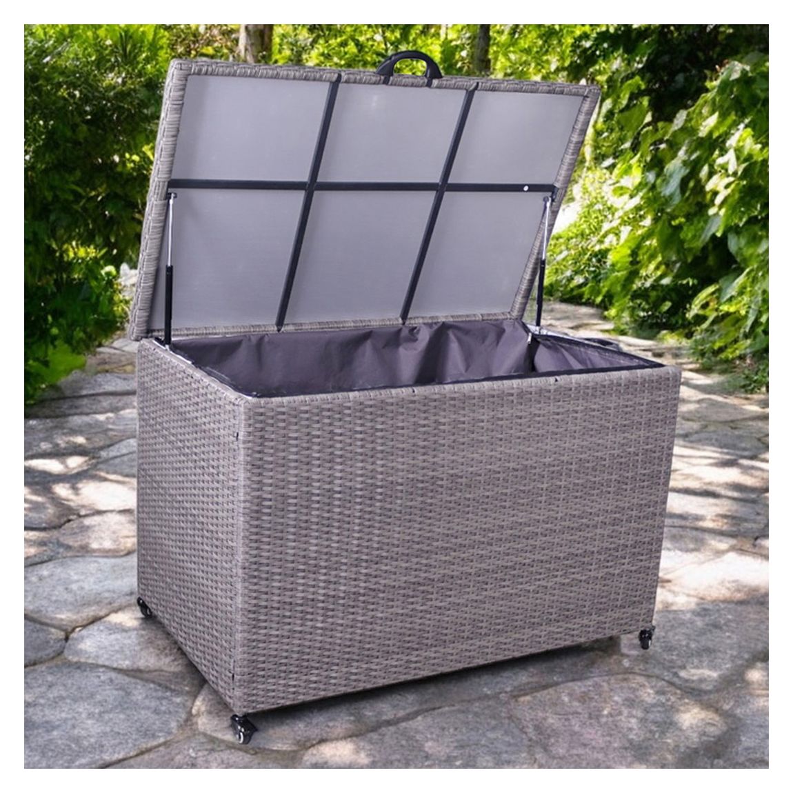 Charcoal KD Grey Weave Cushion Storage Box 510L main product photo