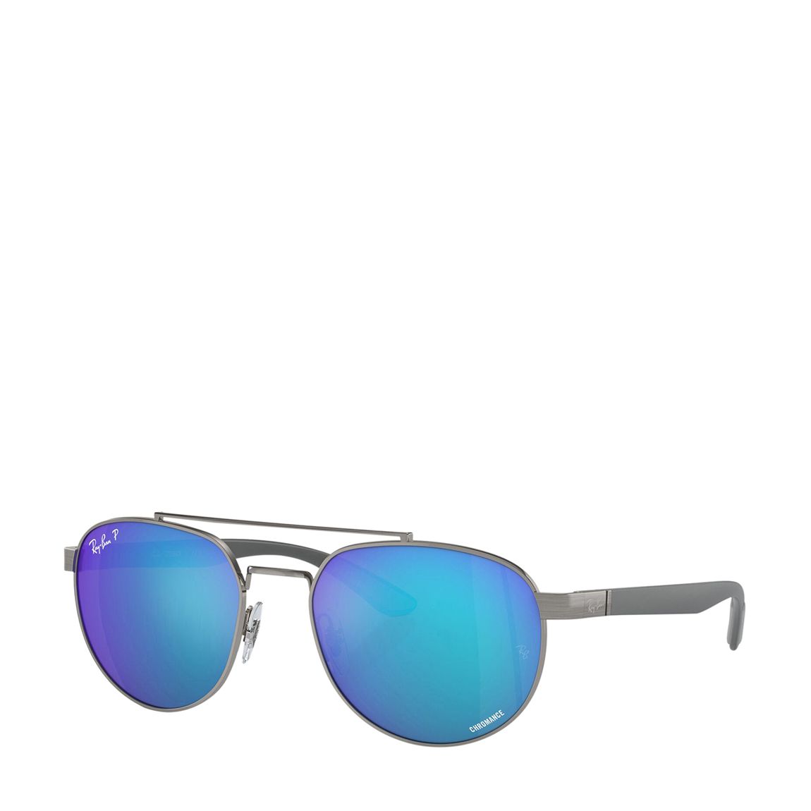 Gunmetal Blue Round Sunglasses 56mm main product photo