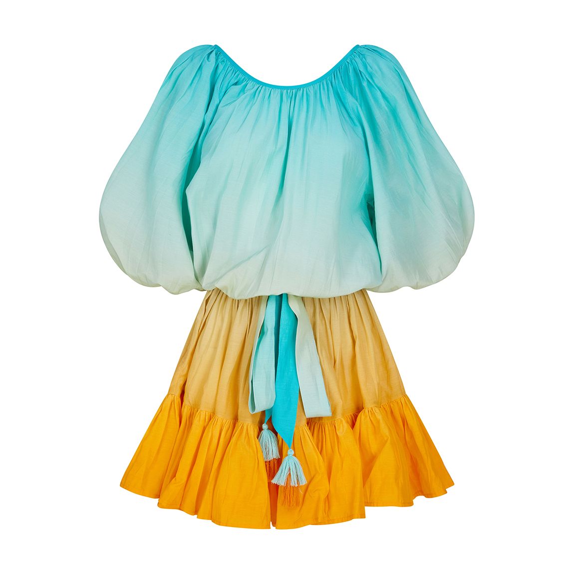 Mulan Dress Aqua-Orange Ombre main product photo