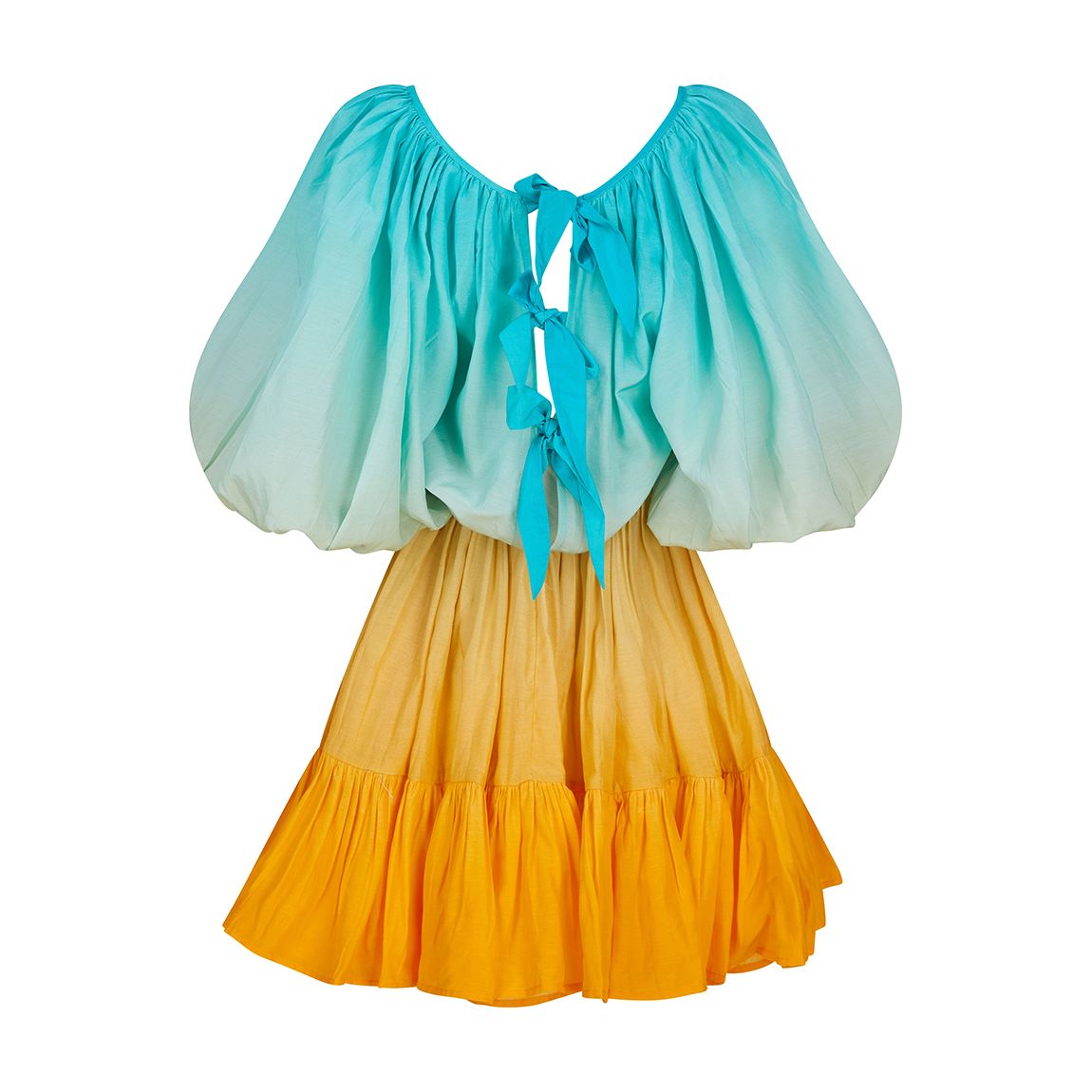 Mulan Dress Aqua-Orange Ombre main product photo