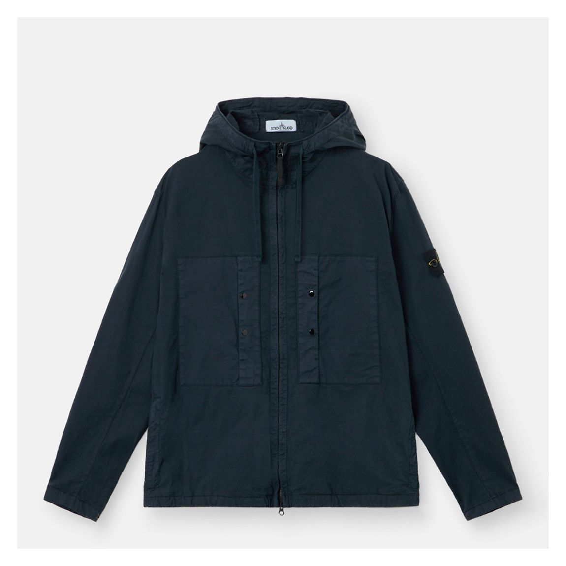 Navy Hooded Cotton Twill Stretch Jacket main product photo