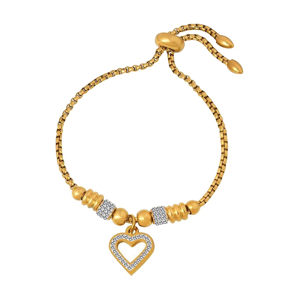 18K Gold Heart Adjustable Bracelet main product photo