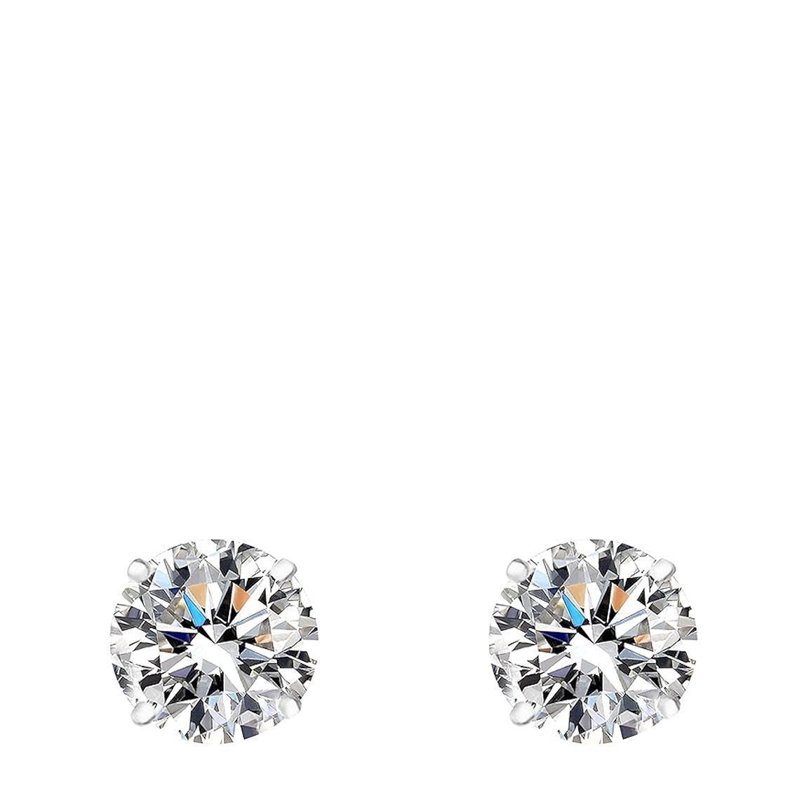 14K Solid White Gold Solitaire Cz Stud Earrings main product photo