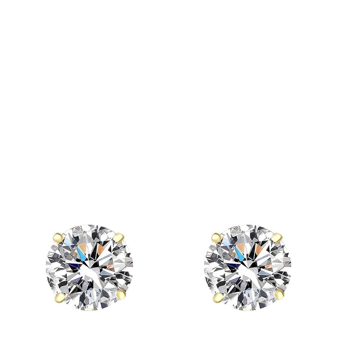 14K Solid Gold Solitaire Cz Stud Earrings main product photo