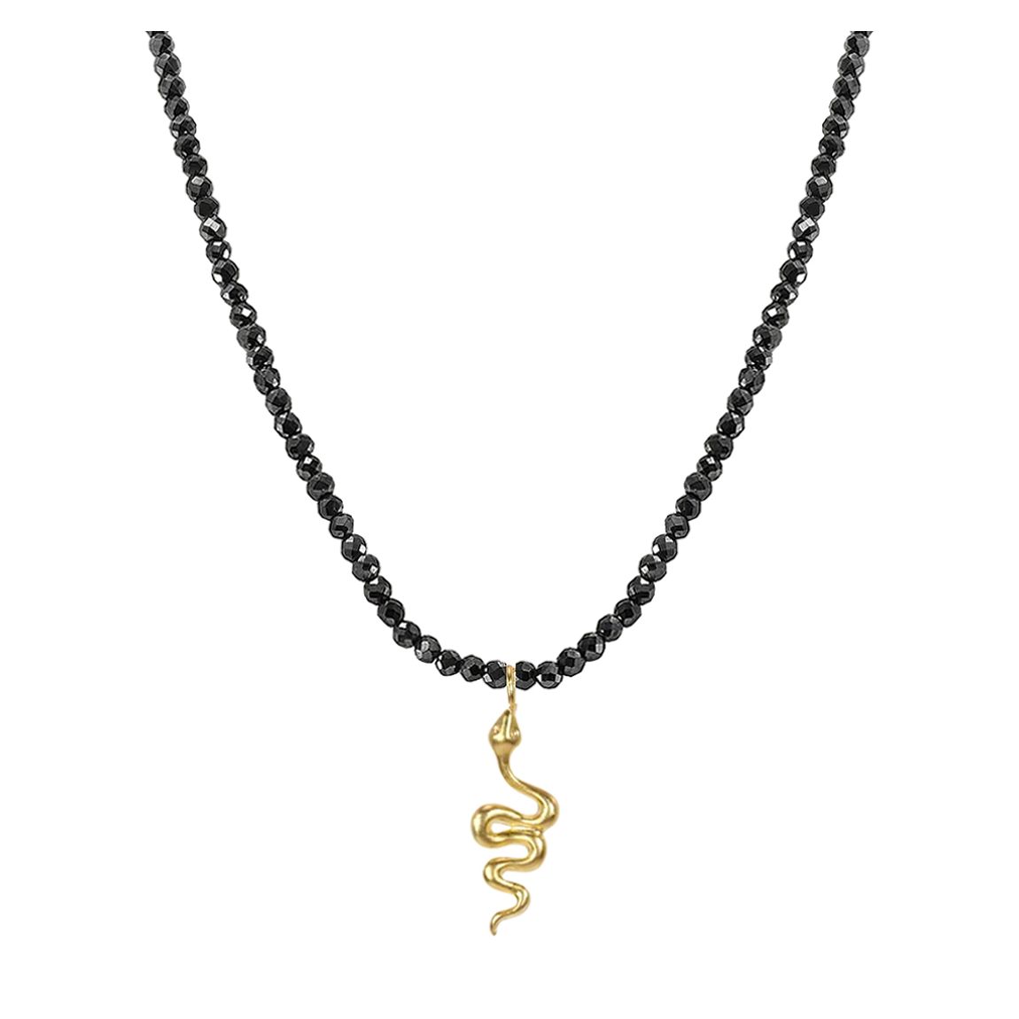 18K Gold Black Faceted Serpent Necklace main product photo