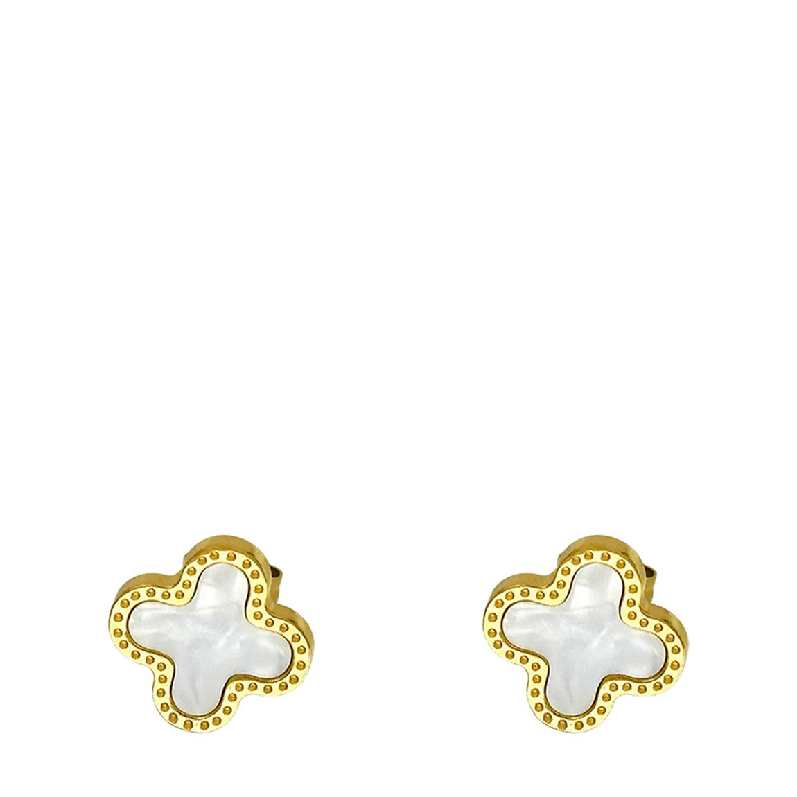 18K Gold White Mother Of Pearl Post Earrings main product photo