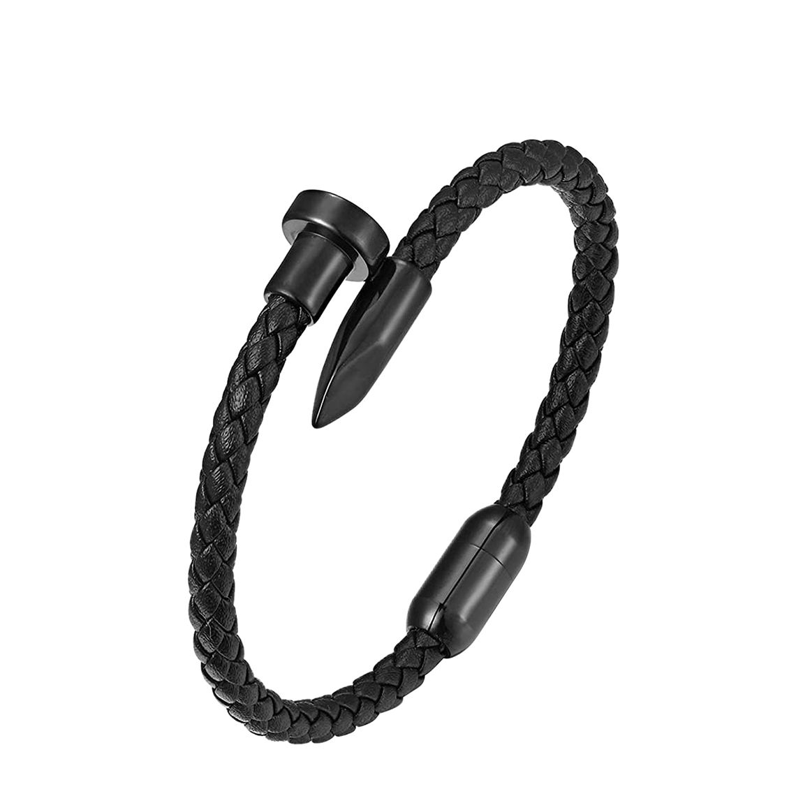 Black Plated Leather Nail Bracelet main product photo