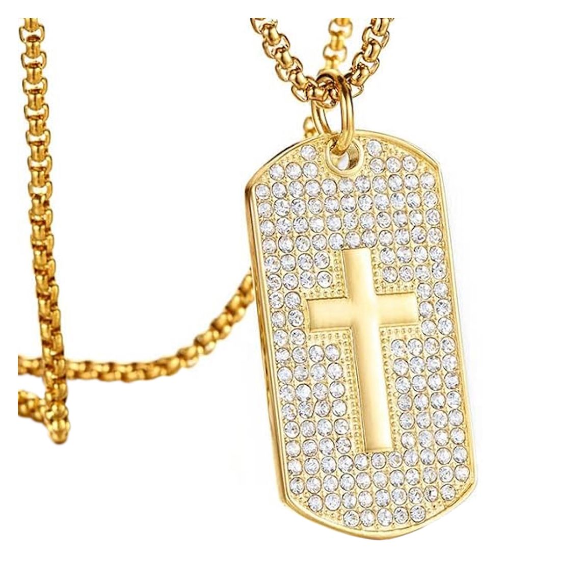 18K Gold Cross Tag Necklace main product photo